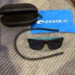 Kids Costa Black and Teal Sunglasses with Case